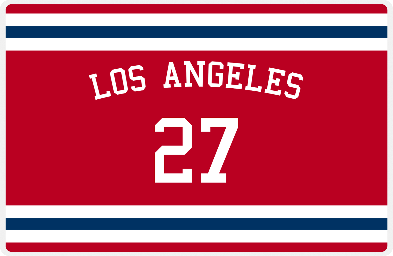 Personalized Jersey Number Placemat - Arched Name - Los Angeles - Single Stripe -  View