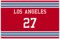 Thumbnail for Personalized Jersey Number Placemat - Los Angeles - Triple Stripe -  View
