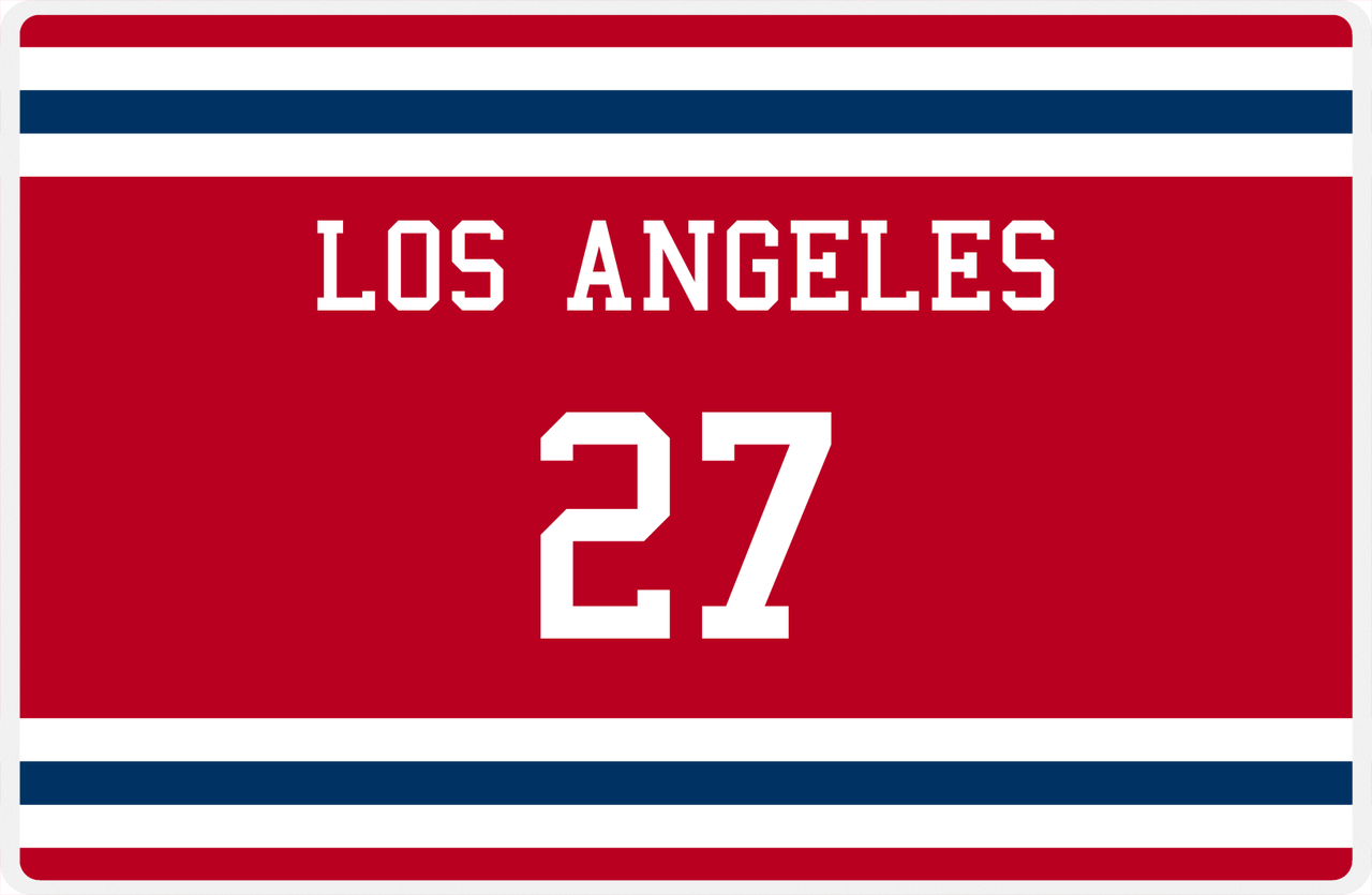 Personalized Jersey Number Placemat - Los Angeles - Single Stripe -  View