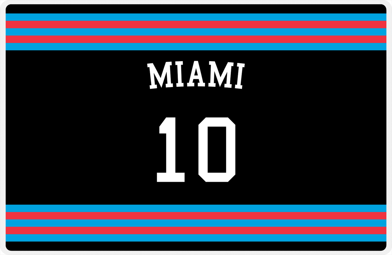 Personalized Jersey Number Placemat - Arched Name - Miami - Double Stripe -  View