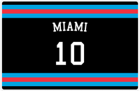 Thumbnail for Personalized Jersey Number Placemat - Arched Name - Miami - Single Stripe -  View