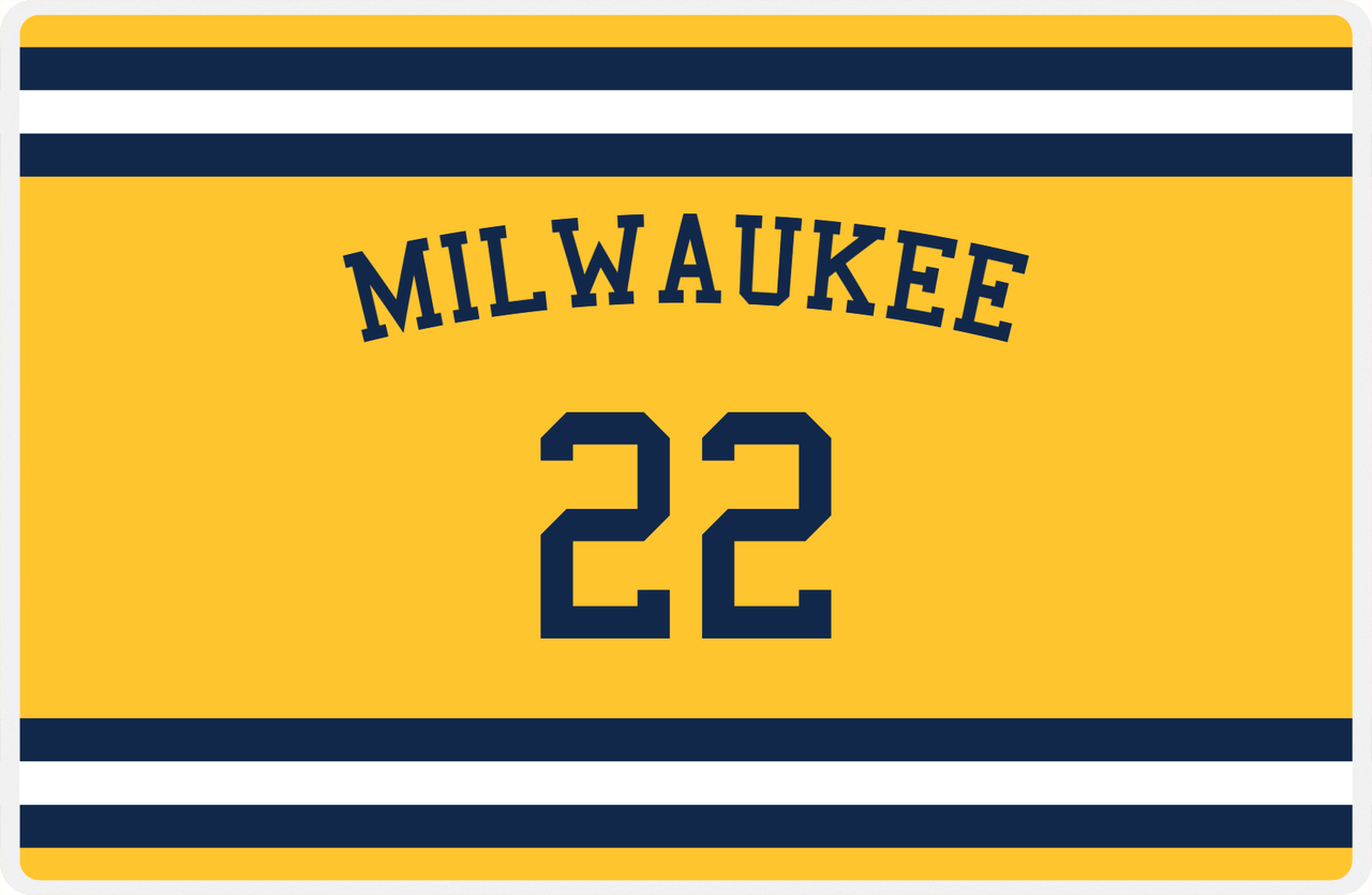 Personalized Jersey Number Placemat - Arched Name - Milwaukee - Single Stripe -  View