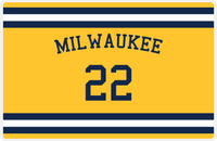 Thumbnail for Personalized Jersey Number Placemat - Arched Name - Milwaukee - Single Stripe -  View