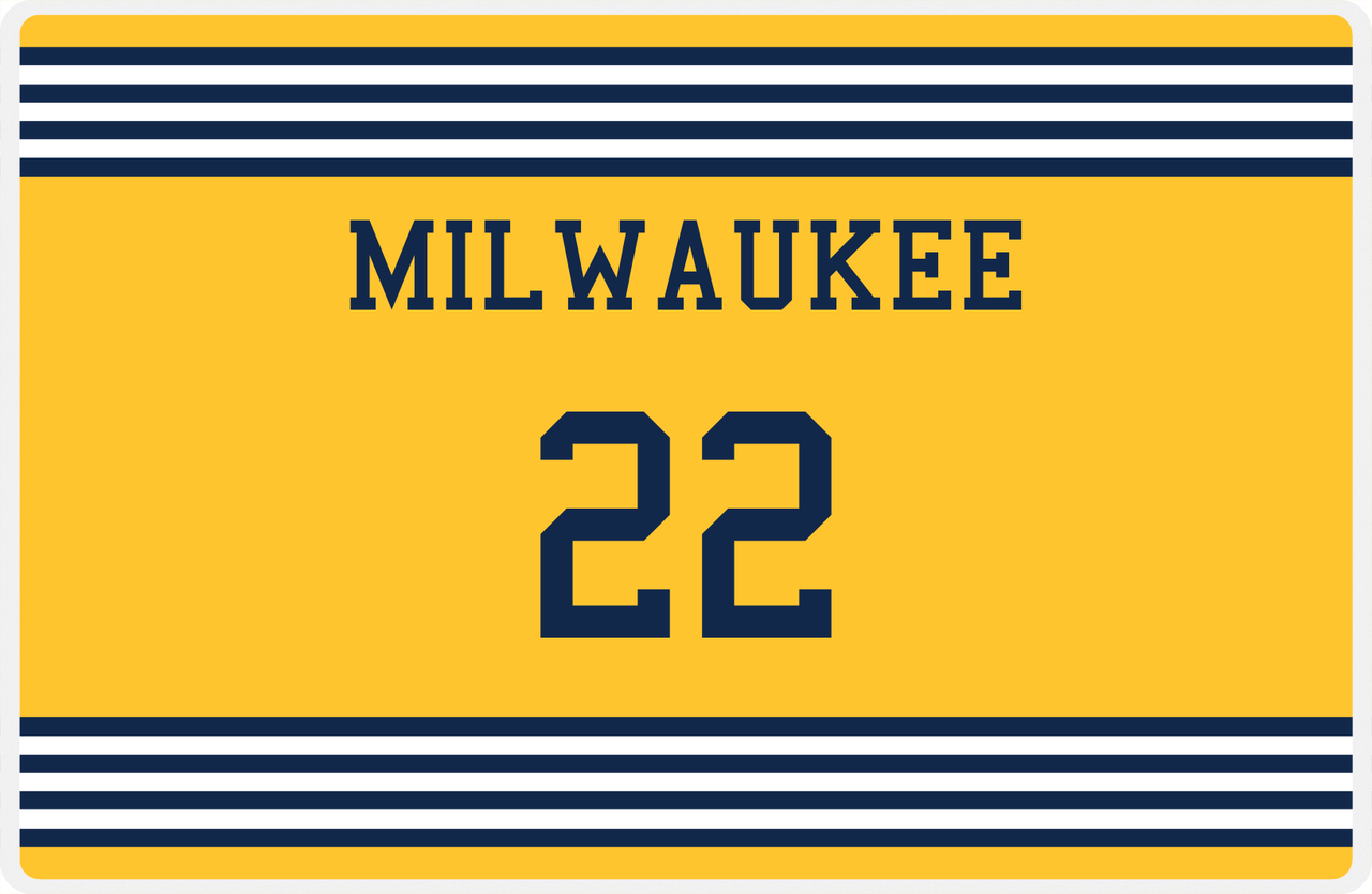 Personalized Jersey Number Placemat - Milwaukee - Triple Stripe -  View