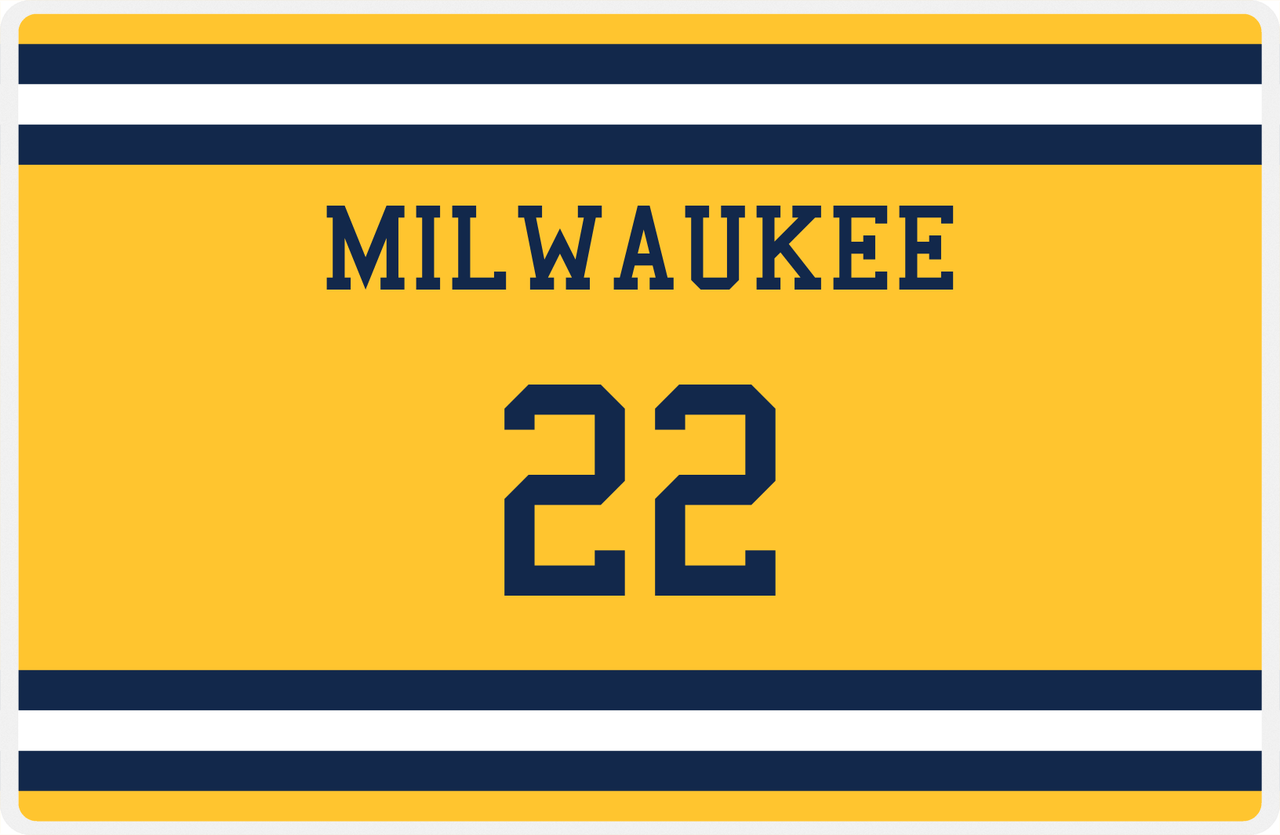 Personalized Jersey Number Placemat - Milwaukee - Single Stripe -  View