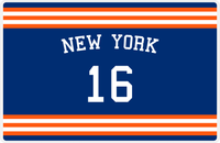 Thumbnail for Personalized Jersey Number Placemat - Arched Name - New York - Double Stripe -  View