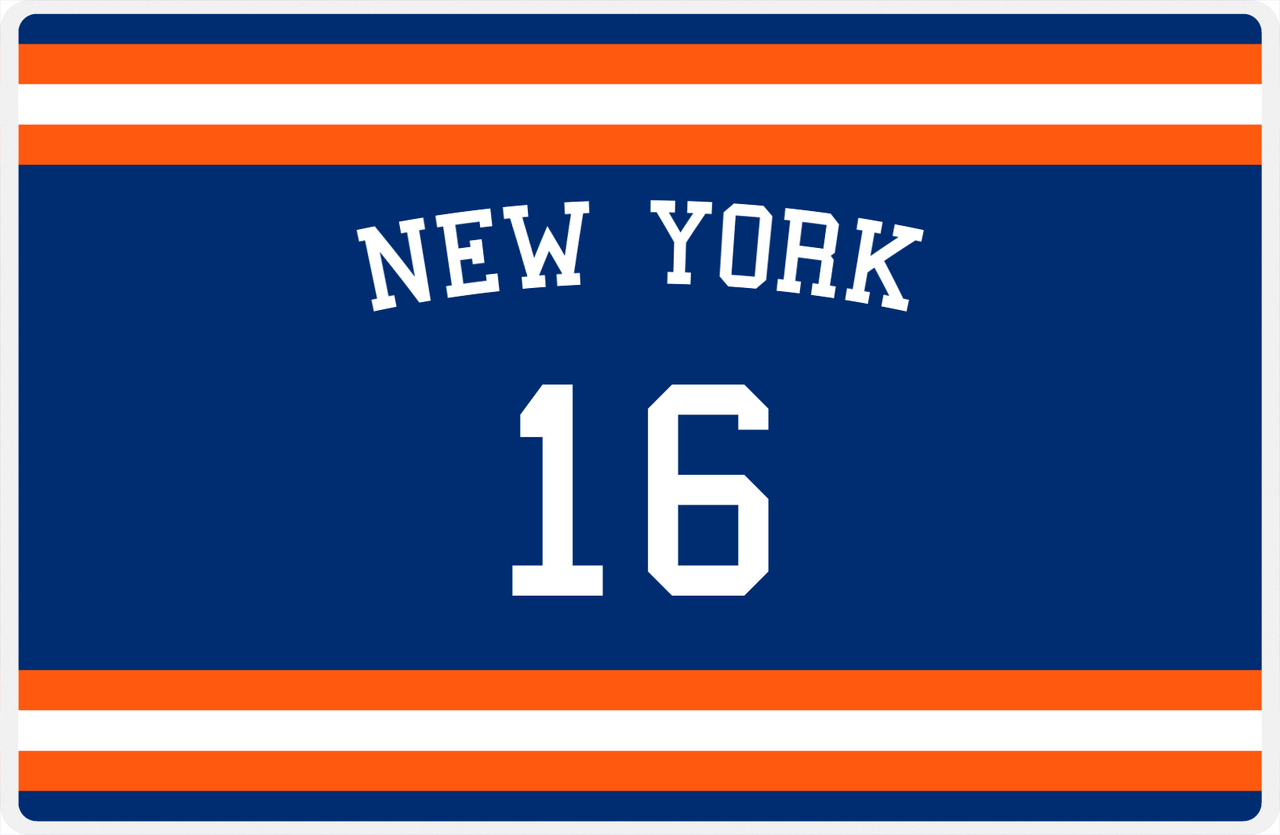 Personalized Jersey Number Placemat - Arched Name - New York - Single Stripe -  View