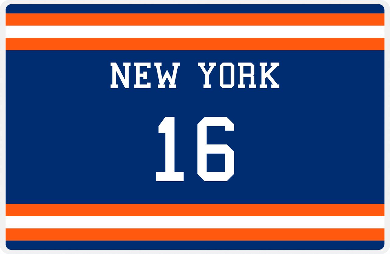Personalized Jersey Number Placemat - New York - Single Stripe -  View