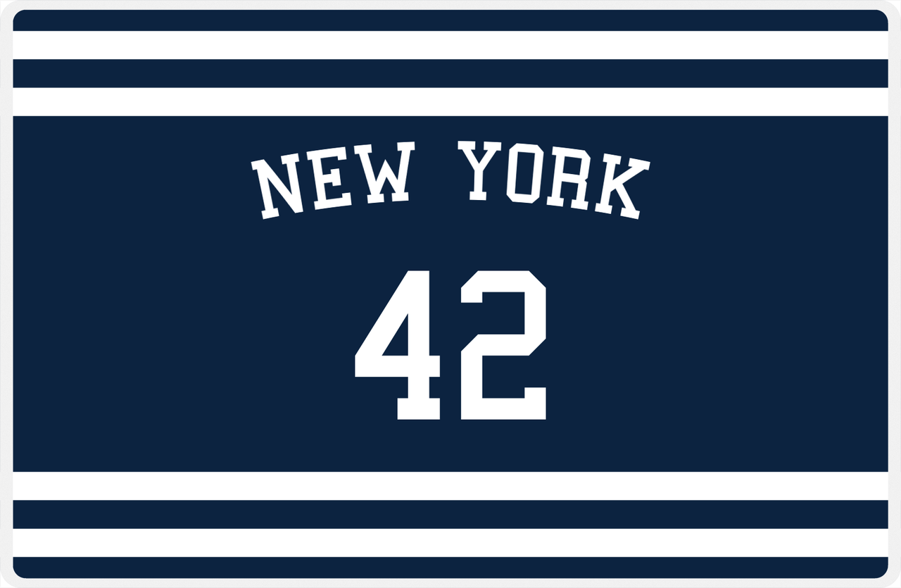 Personalized Jersey Number Placemat - Arched Name - New York - Single Stripe -  View