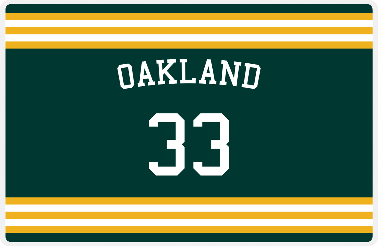 Personalized Jersey Number Placemat - Arched Name - Oakland - Double Stripe -  View