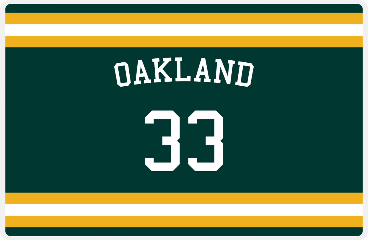 Personalized Jersey Number Placemat - Arched Name - Oakland - Single Stripe -  View