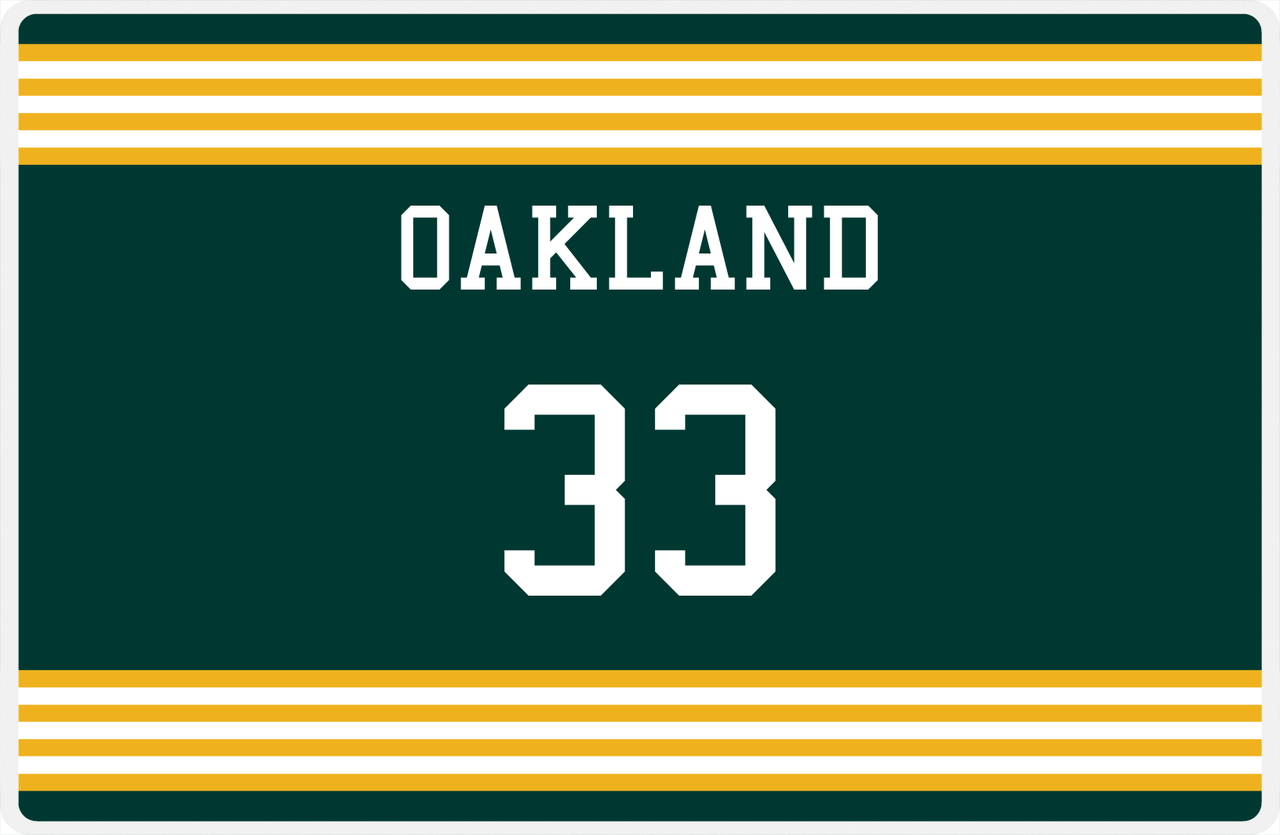 Personalized Jersey Number Placemat - Oakland - Triple Stripe -  View