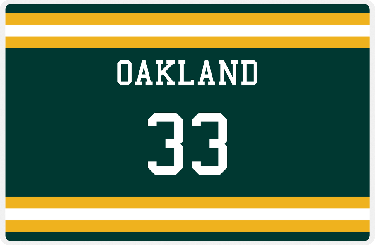 Personalized Jersey Number Placemat - Oakland - Single Stripe -  View