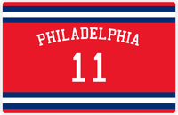 Thumbnail for Personalized Jersey Number Placemat - Arched Name - Philadelphia - Single Stripe -  View
