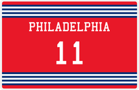Thumbnail for Personalized Jersey Number Placemat - Philadelphia - Triple Stripe -  View