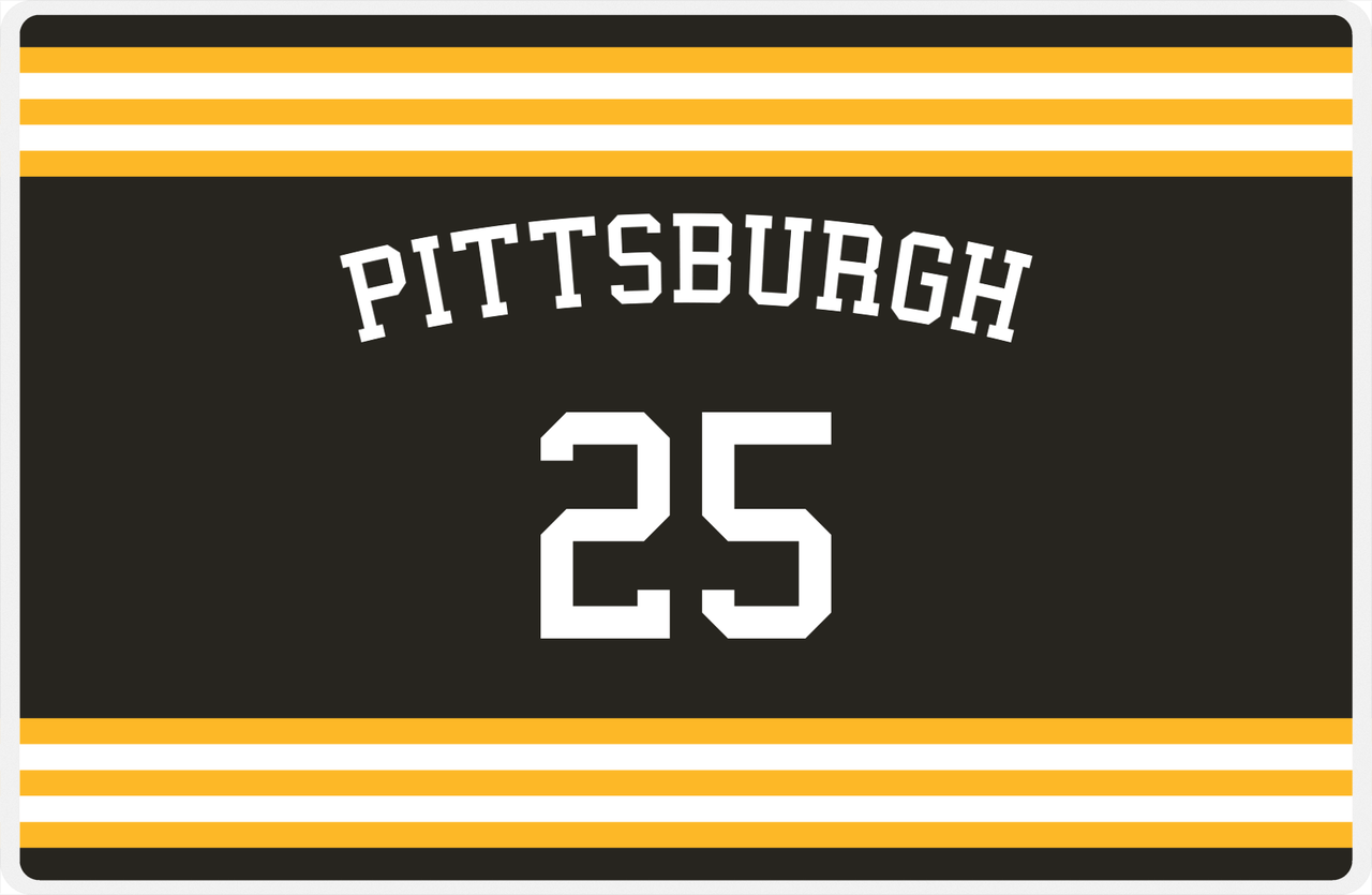 Personalized Jersey Number Placemat - Arched Name - Pittsburgh - Double Stripe -  View