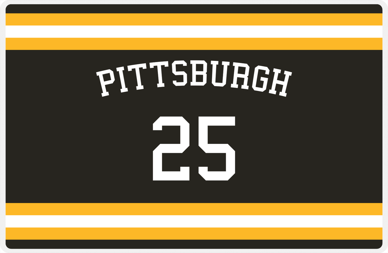 Personalized Jersey Number Placemat - Arched Name - Pittsburgh - Single Stripe -  View