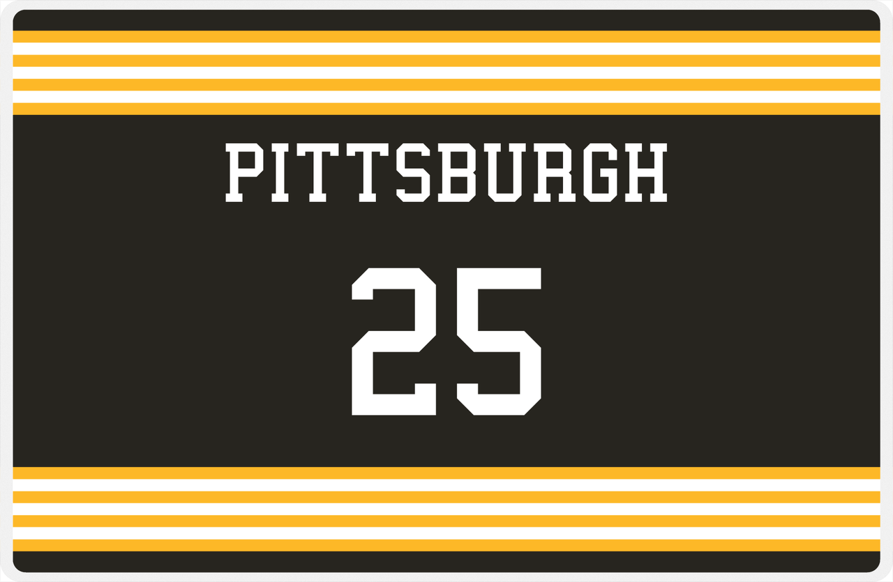 Personalized Jersey Number Placemat - Pittsburgh - Triple Stripe -  View
