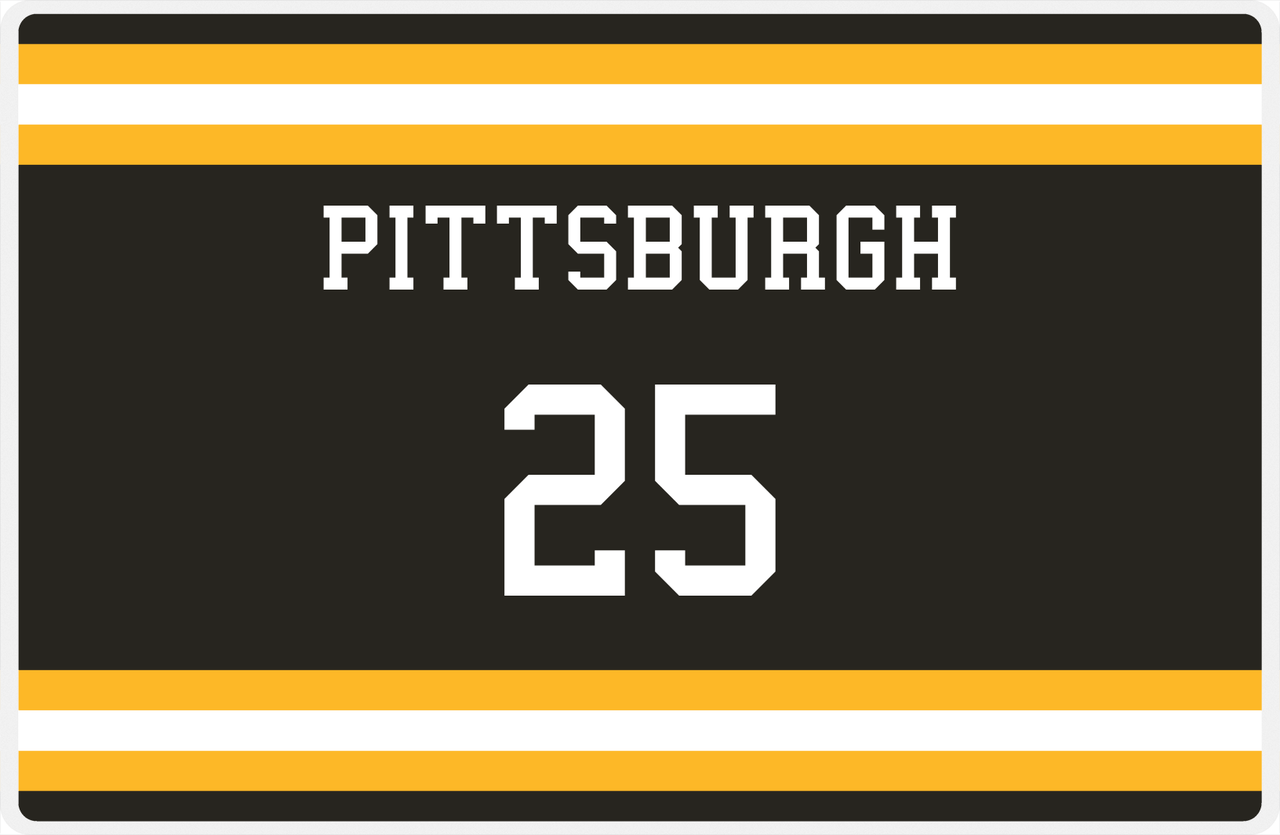 Personalized Jersey Number Placemat - Pittsburgh - Single Stripe -  View