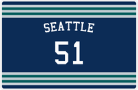 Thumbnail for Personalized Jersey Number Placemat - Arched Name - Seattle - Double Stripe -  View