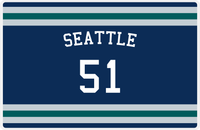 Thumbnail for Personalized Jersey Number Placemat - Arched Name - Seattle - Single Stripe -  View