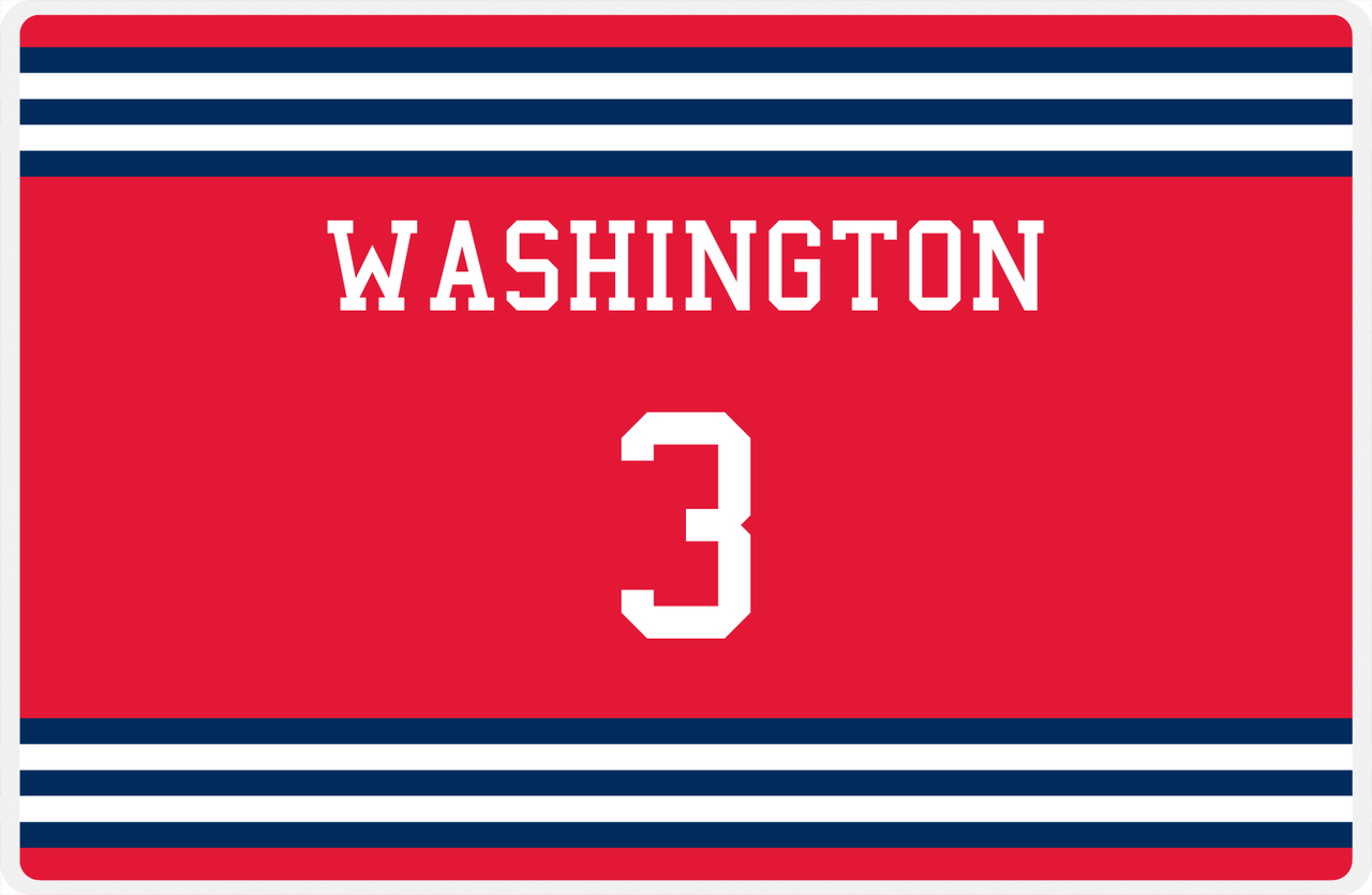 Personalized Jersey Number Placemat - Washington - Double Stripe -  View