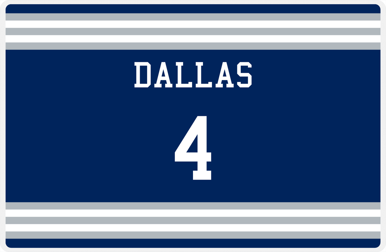 Personalized Jersey Number Placemat - Dallas - Double Stripe -  View