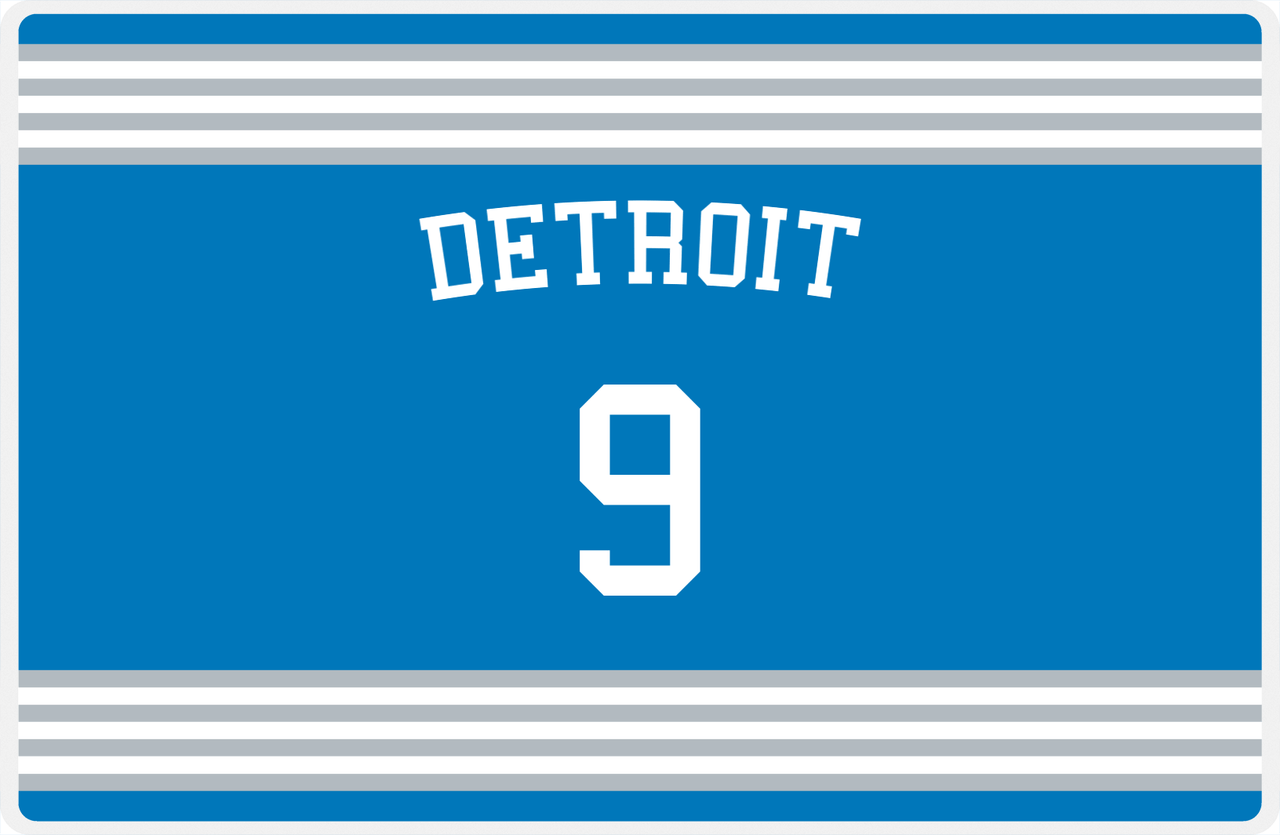 Personalized Jersey Number Placemat - Arched Name - Detroit - Triple Stripe -  View