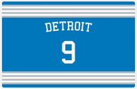 Thumbnail for Personalized Jersey Number Placemat - Arched Name - Detroit - Triple Stripe -  View