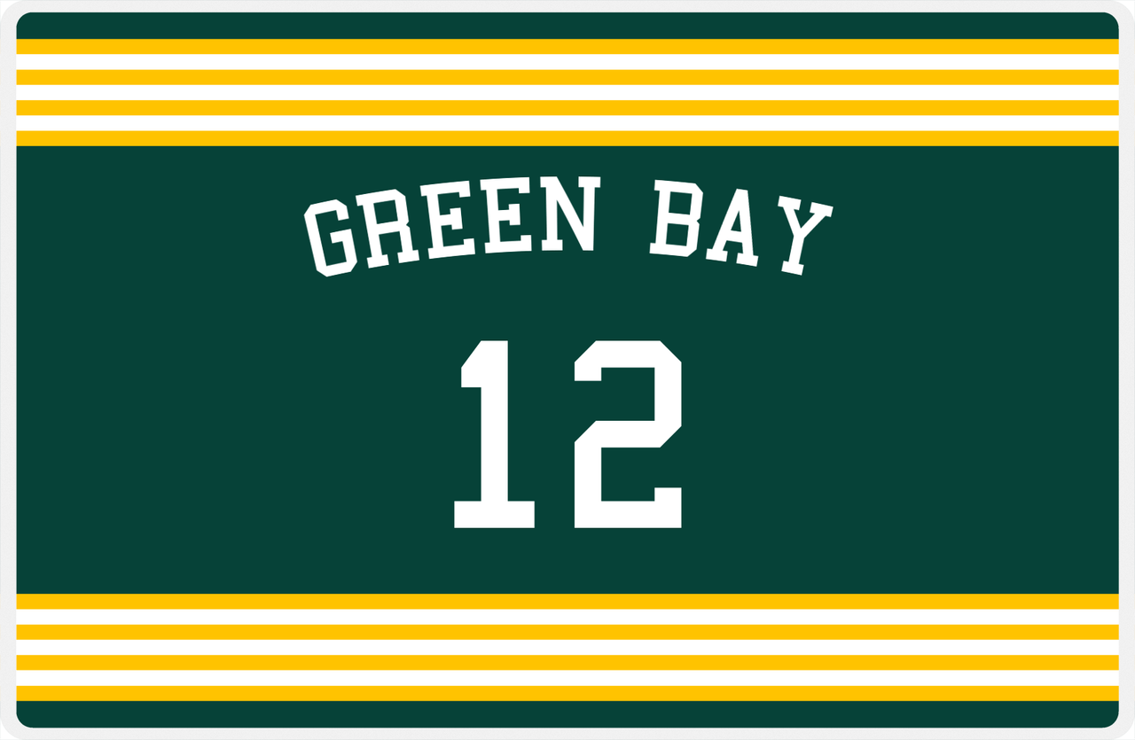 Personalized Jersey Number Placemat - Arched Name - Green Bay - Triple Stripe -  View