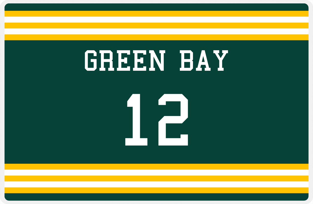 Personalized Jersey Number Placemat - Green Bay - Double Stripe -  View