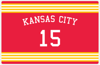 Thumbnail for Personalized Jersey Number Placemat - Arched Name - Kansas City - Triple Stripe -  View