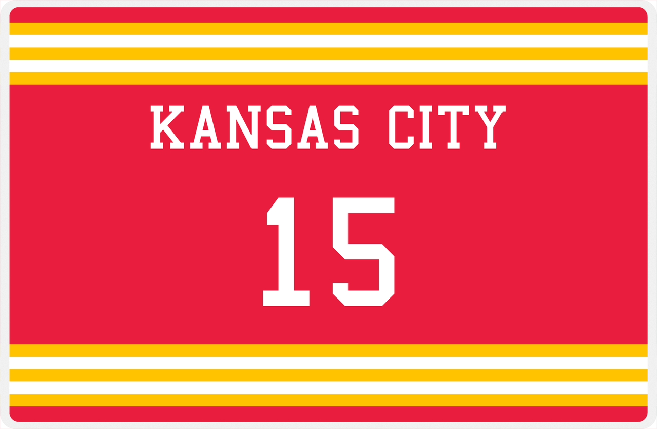 Personalized Jersey Number Placemat - Kansas City - Double Stripe -  View