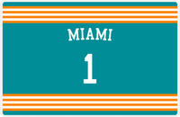 Thumbnail for Personalized Jersey Number Placemat - Arched Name - Miami - Triple Stripe -  View