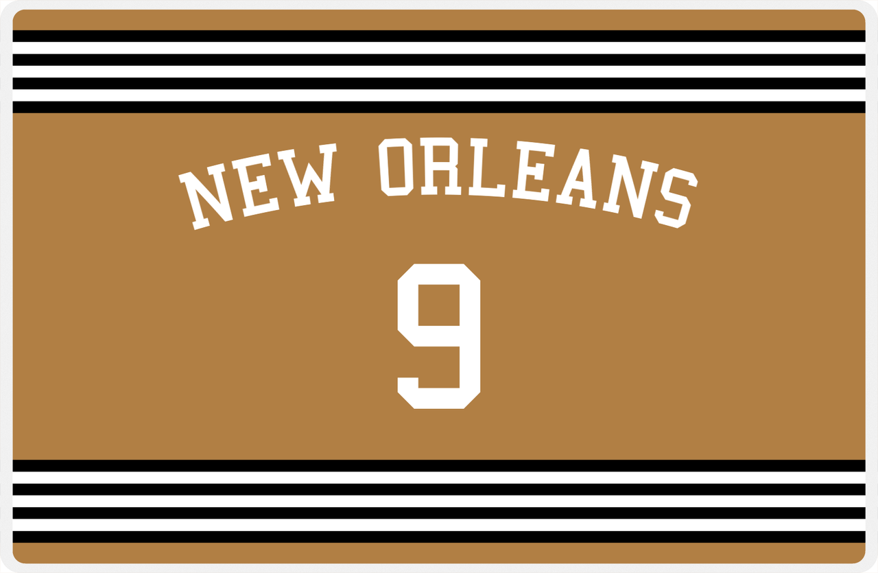 Personalized Jersey Number Placemat - Arched Name - New Orleans - Triple Stripe -  View