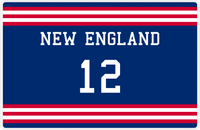 Thumbnail for Personalized Jersey Number Placemat - New England - Double Stripe -  View