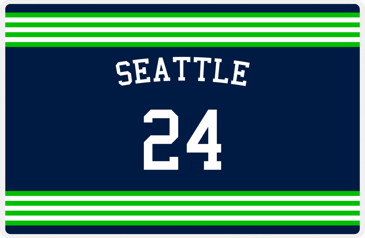 Personalized Jersey Number Placemat - Arched Name - Seattle - Triple Stripe -  View