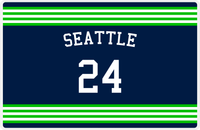 Thumbnail for Personalized Jersey Number Placemat - Arched Name - Seattle - Triple Stripe -  View