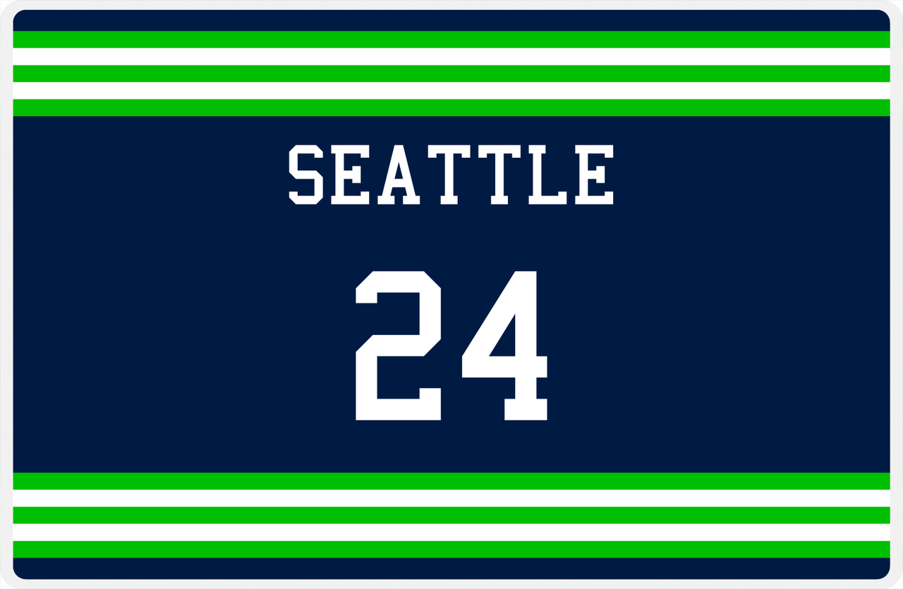 Personalized Jersey Number Placemat - Seattle - Double Stripe -  View