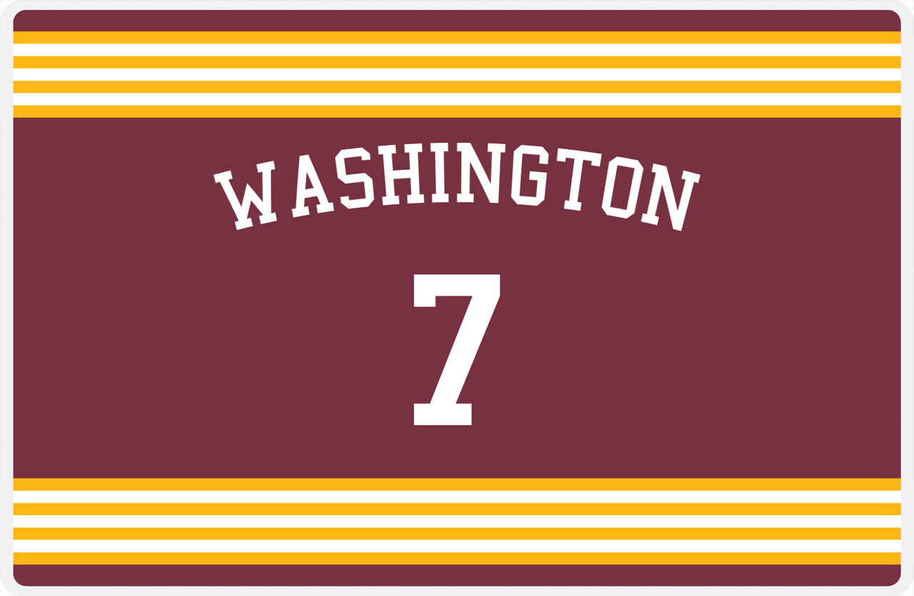 Personalized Jersey Number Placemat - Arched Name - Washington - Triple Stripe -  View