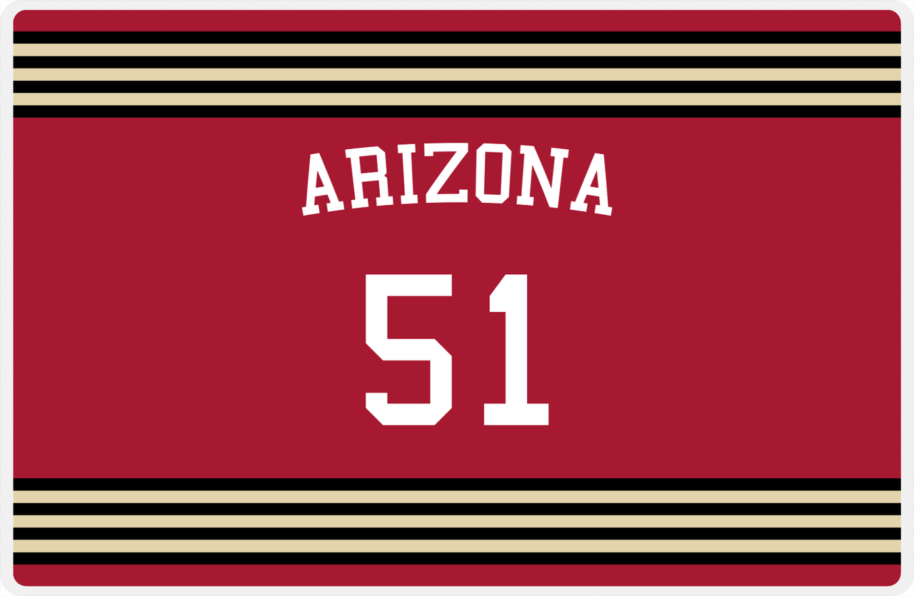Personalized Jersey Number Placemat - Arched Name - Arizona - Triple Stripe -  View