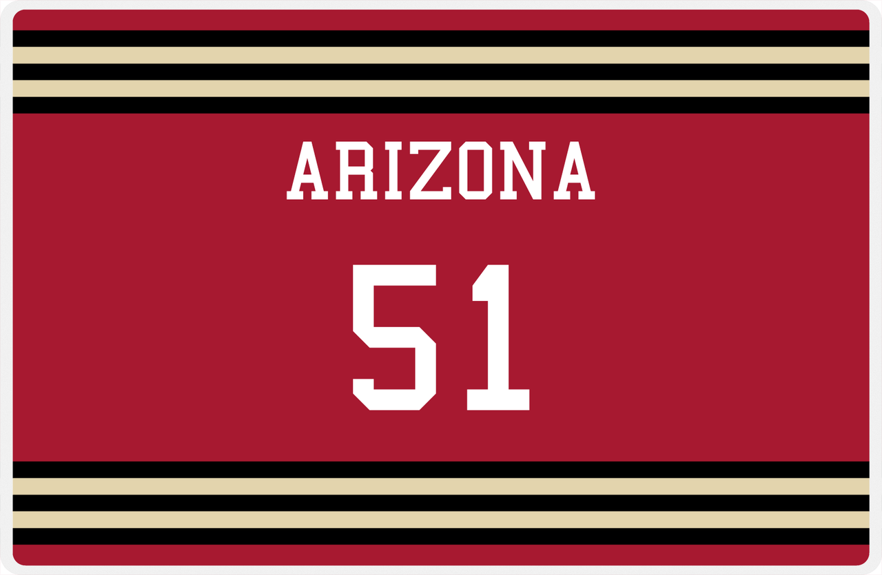 Personalized Jersey Number Placemat - Arizona - Double Stripe -  View