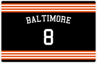 Thumbnail for Personalized Jersey Number Placemat - Arched Name - Baltimore - Triple Stripe -  View