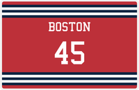 Thumbnail for Personalized Jersey Number Placemat - Boston - Double Stripe -  View