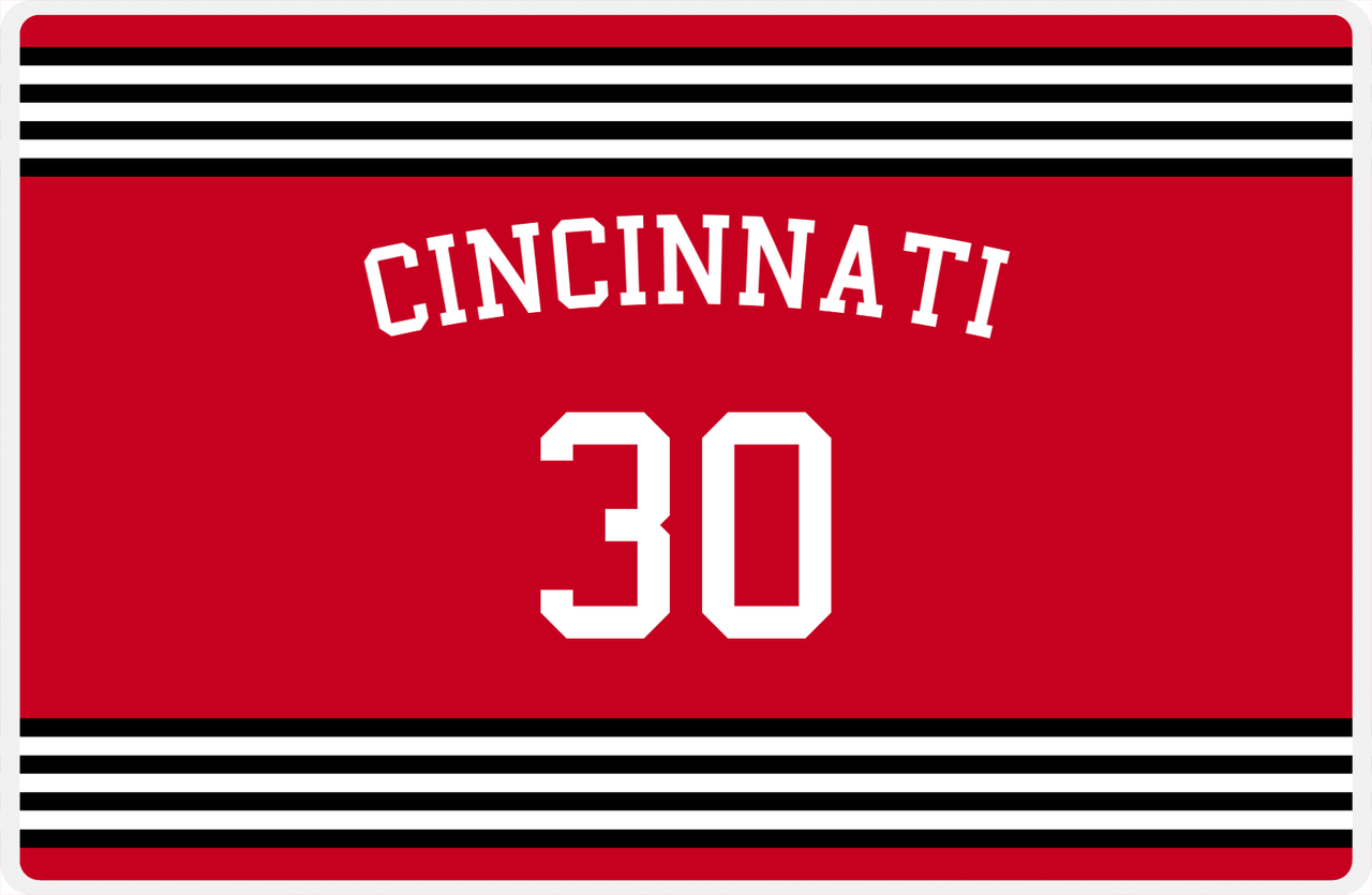 Personalized Jersey Number Placemat - Arched Name - Cincinnati - Triple Stripe -  View