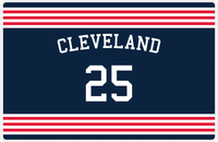 Thumbnail for Personalized Jersey Number Placemat - Arched Name - Cleveland - Triple Stripe -  View