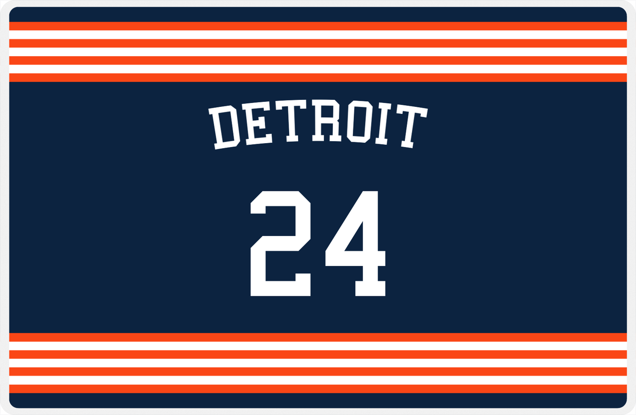 Personalized Jersey Number Placemat - Arched Name - Detroit - Triple Stripe -  View