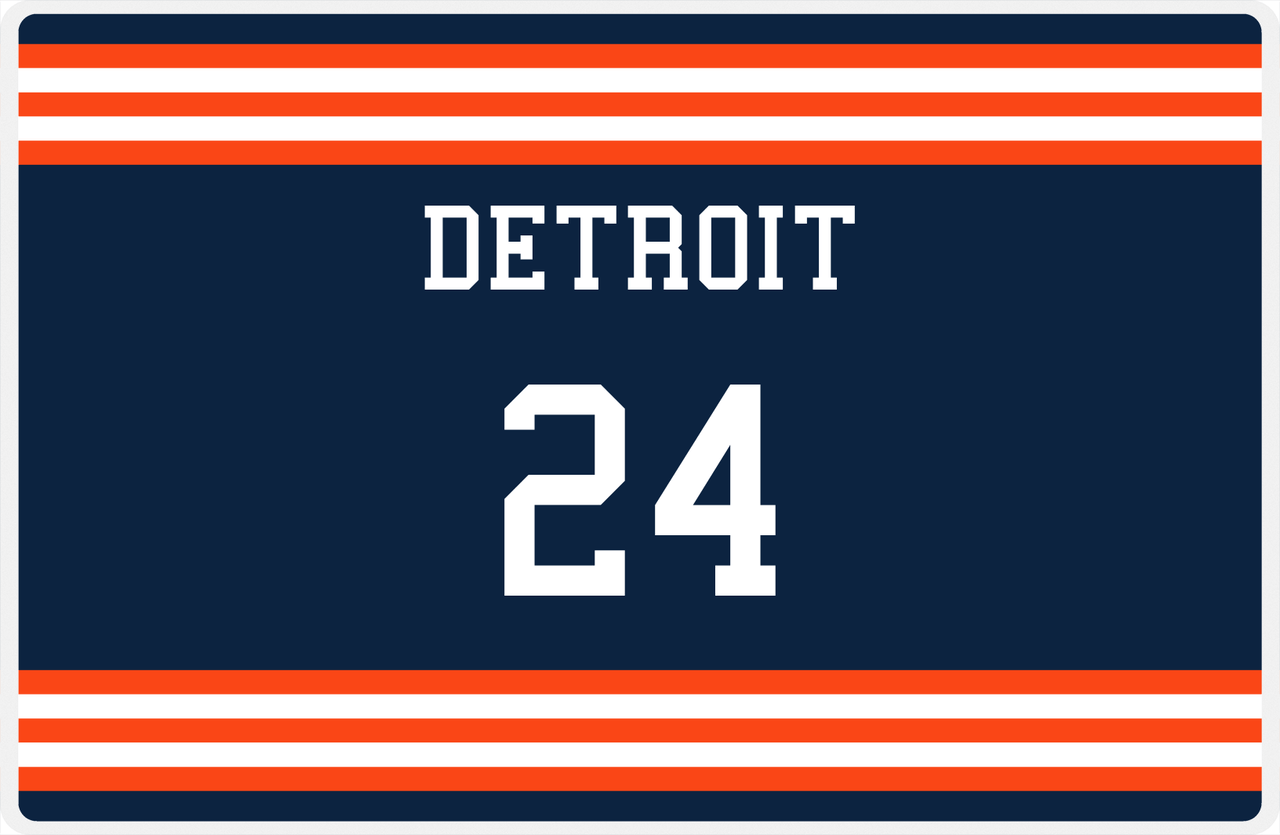 Personalized Jersey Number Placemat - Detroit - Double Stripe -  View