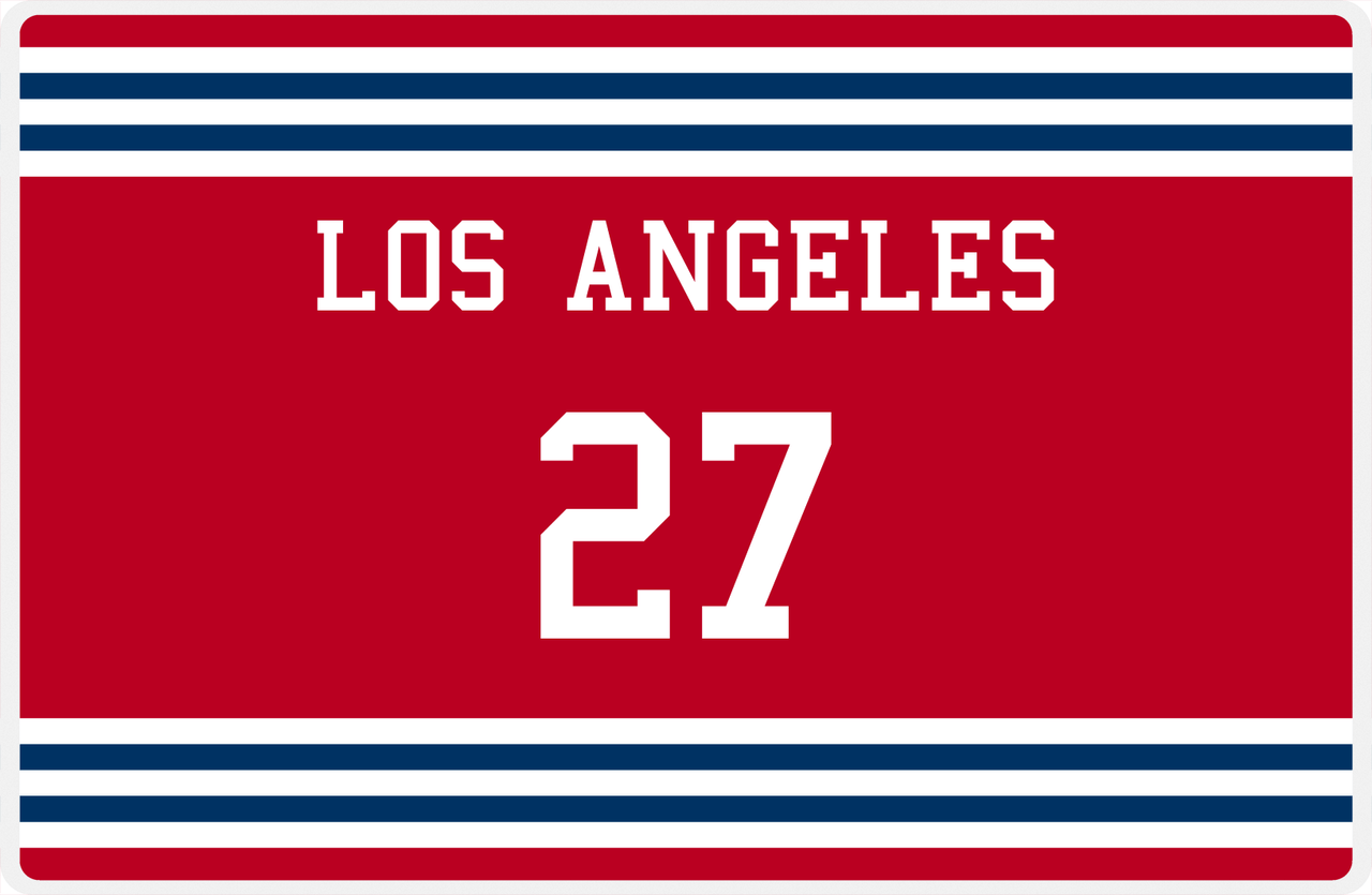 Personalized Jersey Number Placemat - Los Angeles - Double Stripe -  View