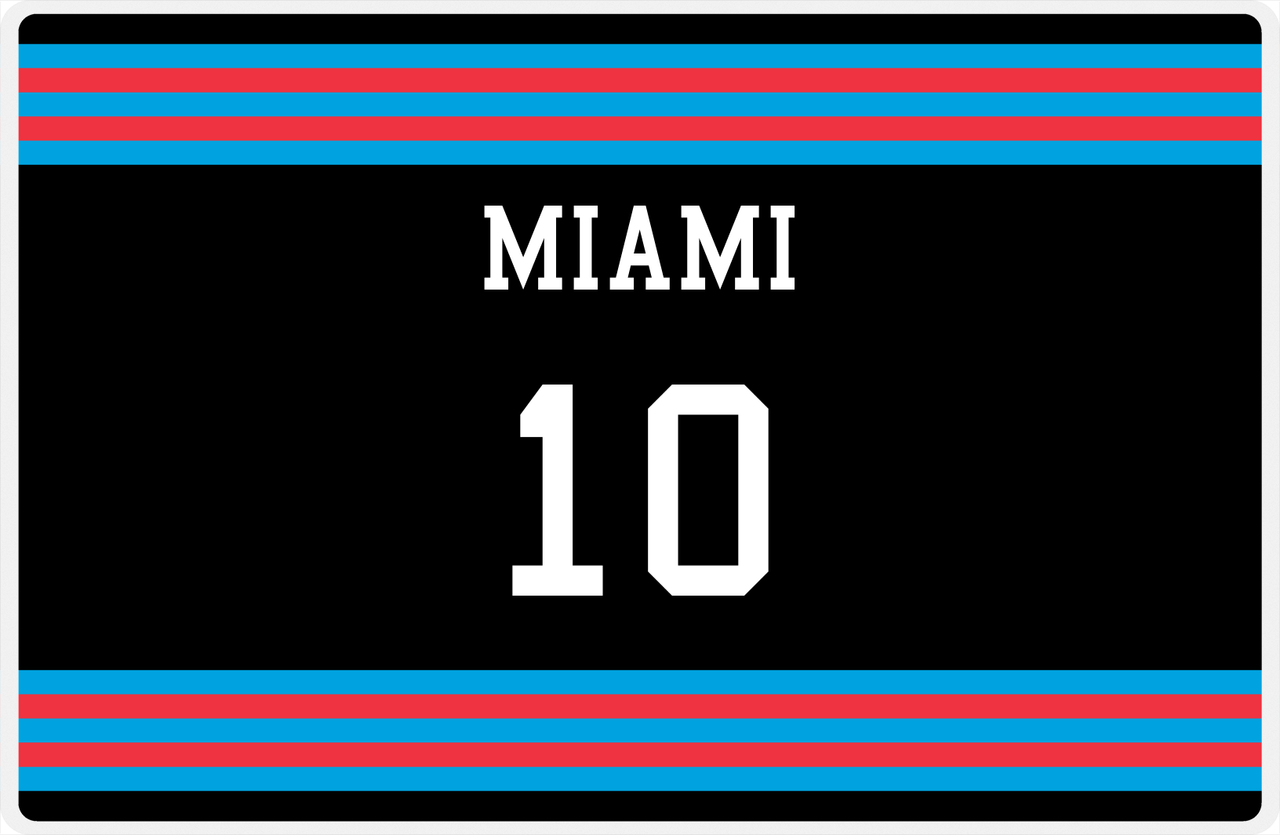 Personalized Jersey Number Placemat - Miami - Double Stripe -  View
